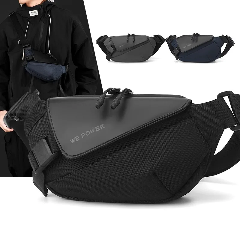 Men Waist Fanny Pack Sling Chest Bag Motorcycle Rider Travel Casual Commuter Nylon Male Bum Hip Belt Cross body Shoulder Bags