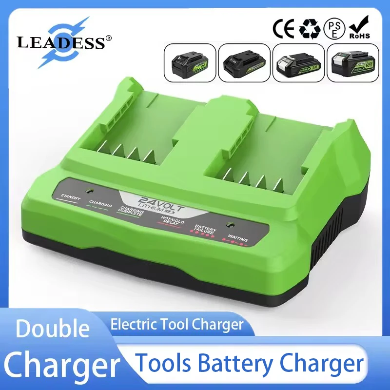 For Greenworks 24V Charger Double Charging Port 1.5A Li-ion Battery Charger for Greenworks 24V Battery Electric Tool Wrench Dril