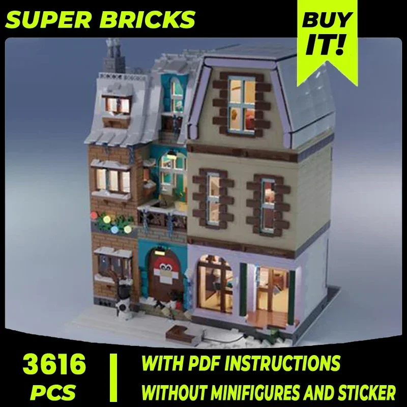 Moc Building Blocks Street View Model Apartment Store Technical Bricks DIY Assembly Construction Toys For Child Holiday Gifts