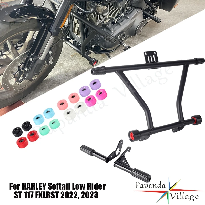 

For HARLEY Softail Low Rider ST 117 FXLRST 2022-2024 Highway Peg High 2 Step Engine Guard Crash Bar Passenger Peg Frame Slider