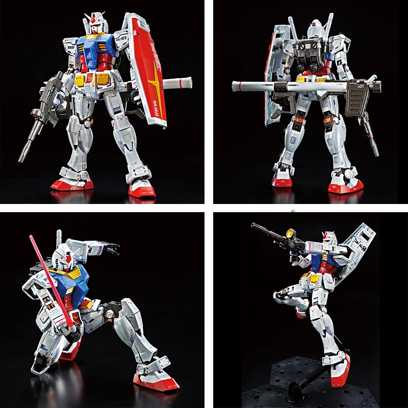 Bandai Original GUNDAM MG RX-78-2 Electroplated version 1/100 Anime Action Figure Assembly Model Toys Collectible Model Ornament