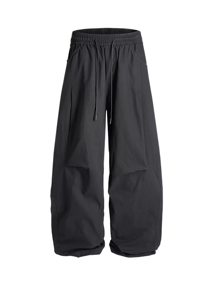 

American Style Pleated Straight Leg Workwear Pants Men's Hong Kong Style Trendy Hip Hop Splicing Sports Paratrooper Wide Leg ...