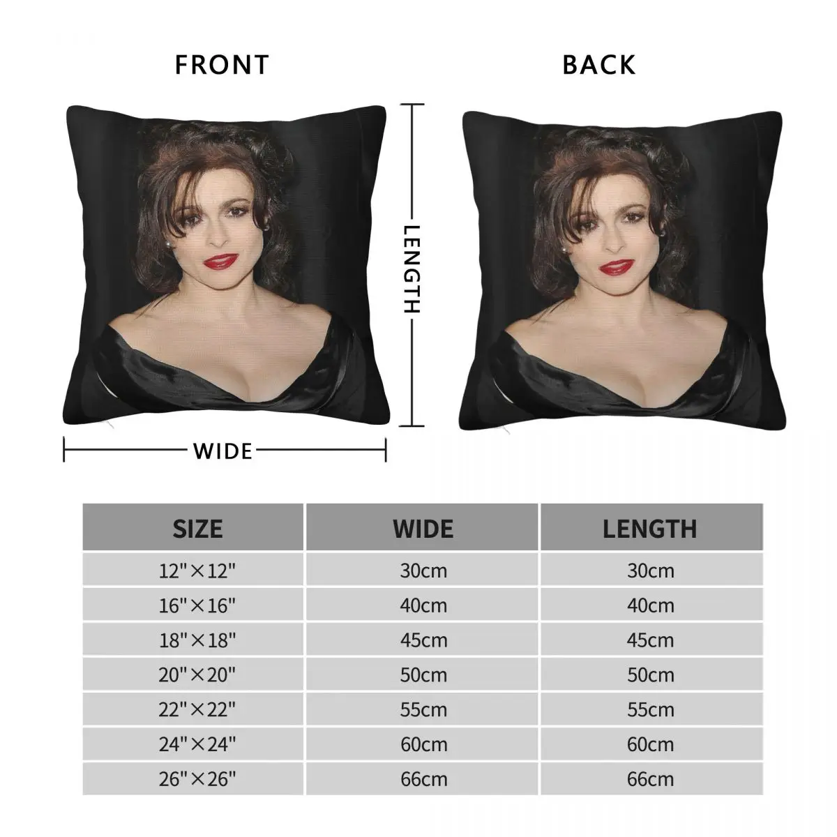 Helena Bonham Carter Square Pillowcase Polyester Linen Velvet Pattern Zip Decor Pillow Case Sofa Seater Cushion Cover