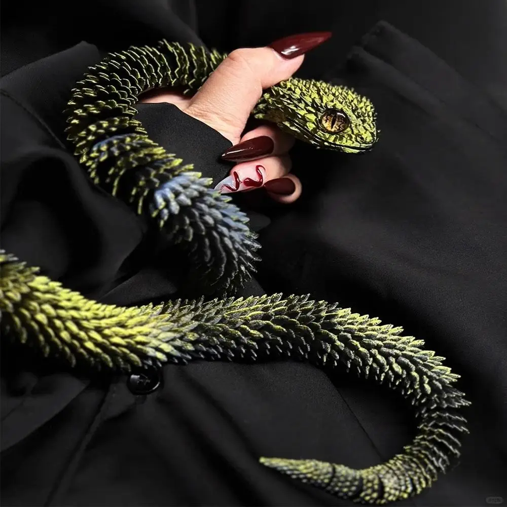 Exquisite Realistic 3D Printed Snake 30/45cm Rotatable Animal Simulation Model PLA Simulation Snake Ornament Desktop Ornament