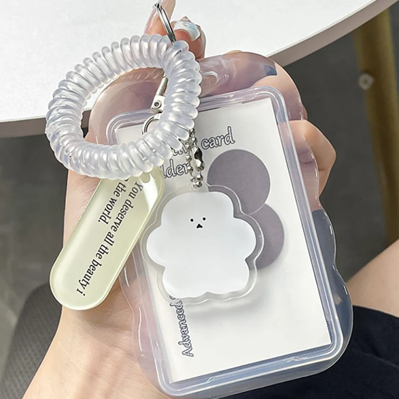 Transparent Ins Photo Card Holder Design Idol Photo Sleeve Anti Lost Balloon Dog Keychain Photocards Protector Case Student Card