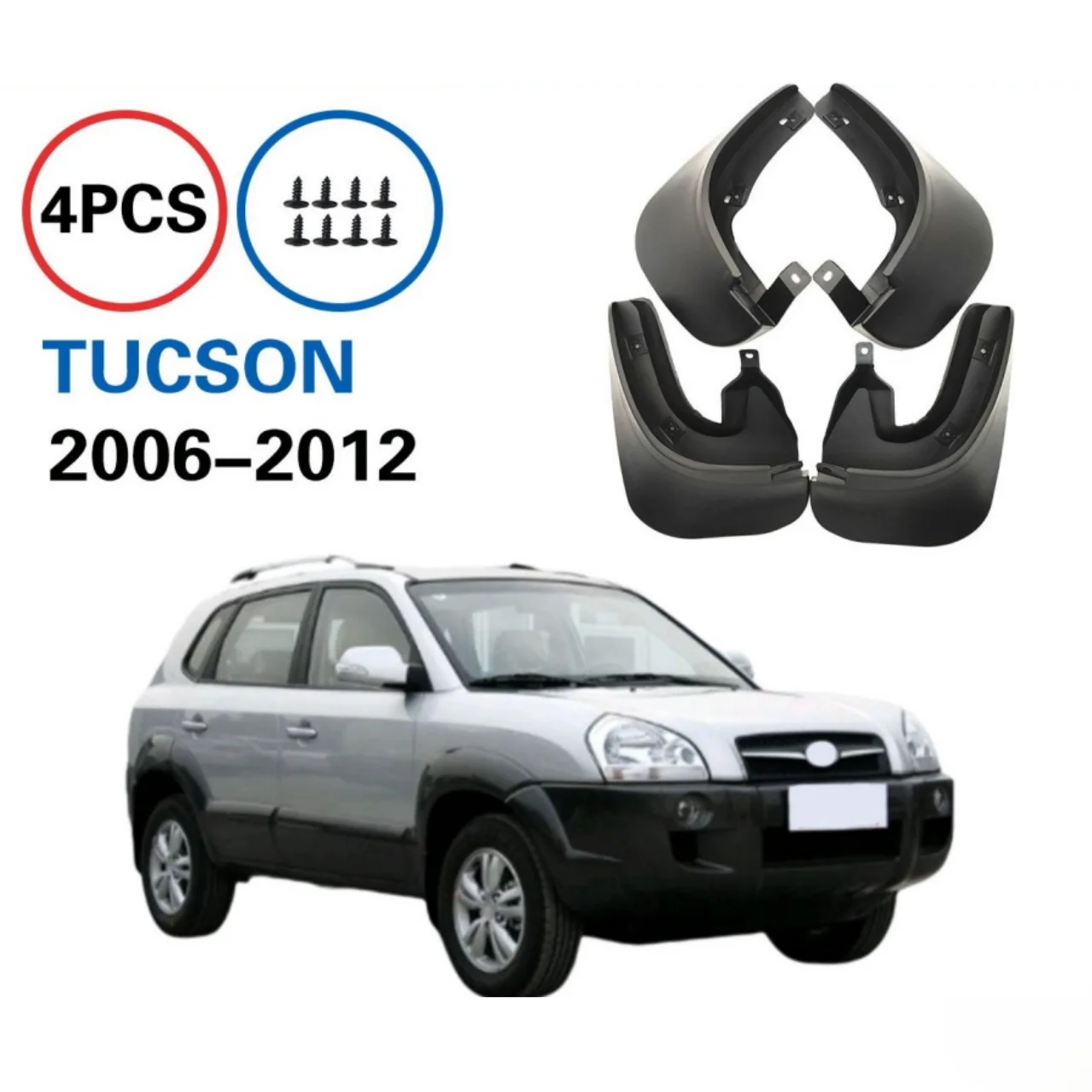 

For Hyundai Tucson 2006-2012 Easy Install PP Black Mud Flap Splash Guard Mudguard Fender Mud Flaps Accessories