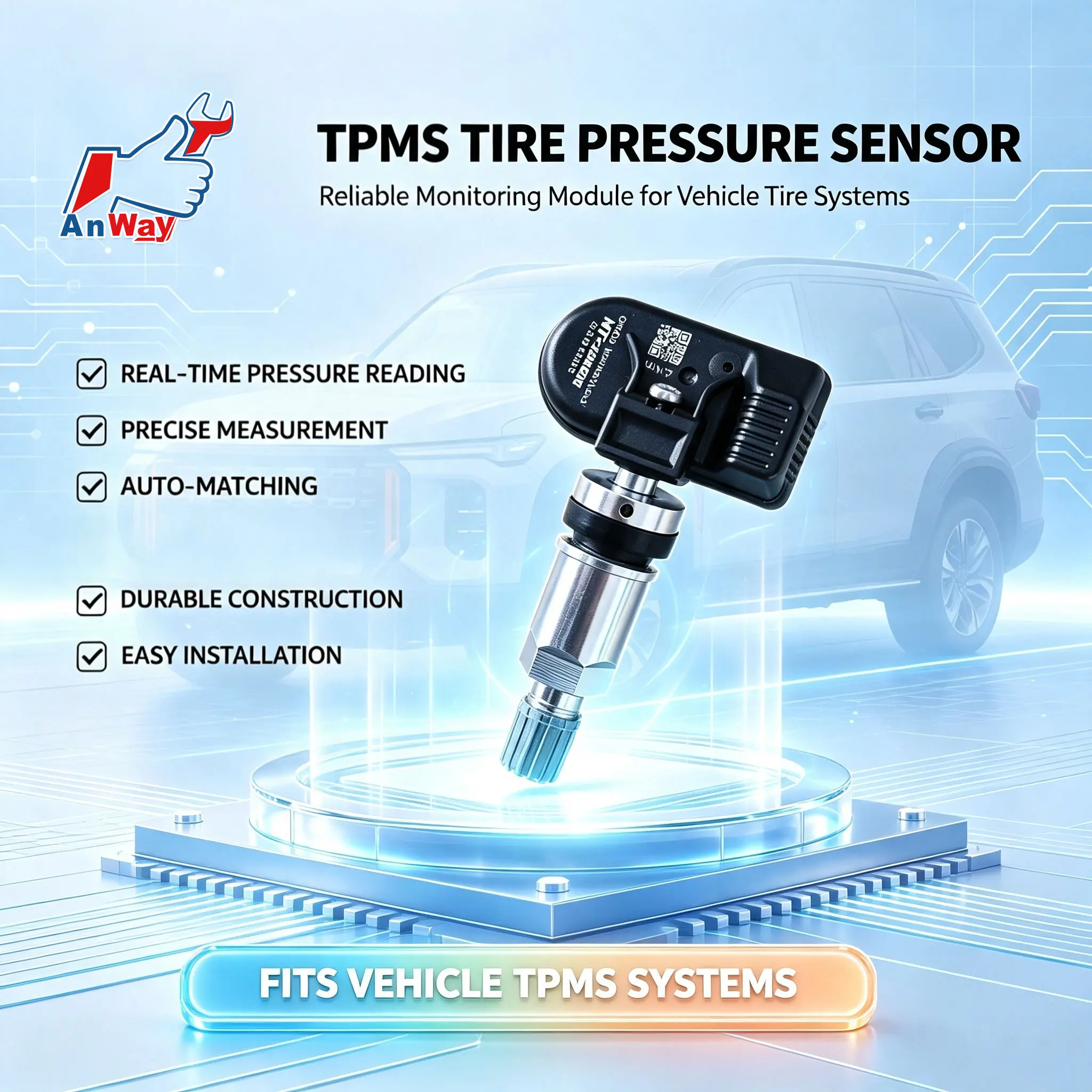 Custom Fit Car Tire Pressure Sensor For MAXUS Territory 2024-2026 Auto Learn TPMS Sensor High Accuracy Tire Pressure Monitor