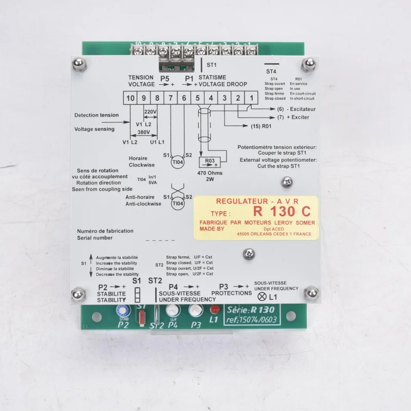 Leroy-Somer Original R130C Gerador Regulador de Tensão AVR Peças para Equipamentos de Geração de Energia