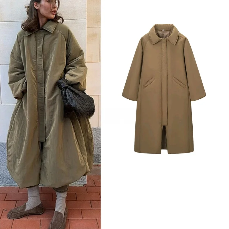 

Новая зимняя повседневная свободная куртка на молнии с воротником, длинными рукавами, средней длины, из хлопка, женская верхняя одежда для поездок на работу