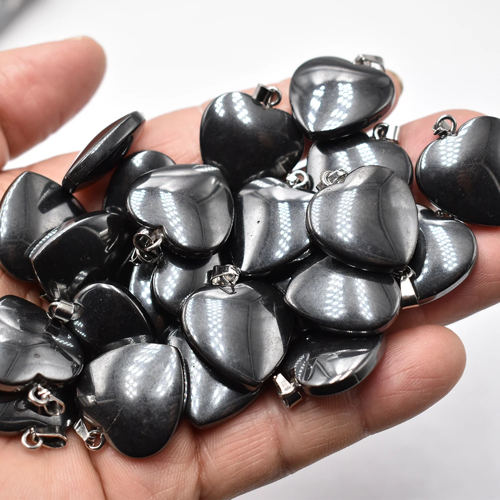 

Оптовая продажа, 50 шт./лот, модные 20 мм подвески в форме сердца, натуральный гематитовый камень для самостоятельного изготовления ювелирных изделий, женский подарок, бесплатная доставка