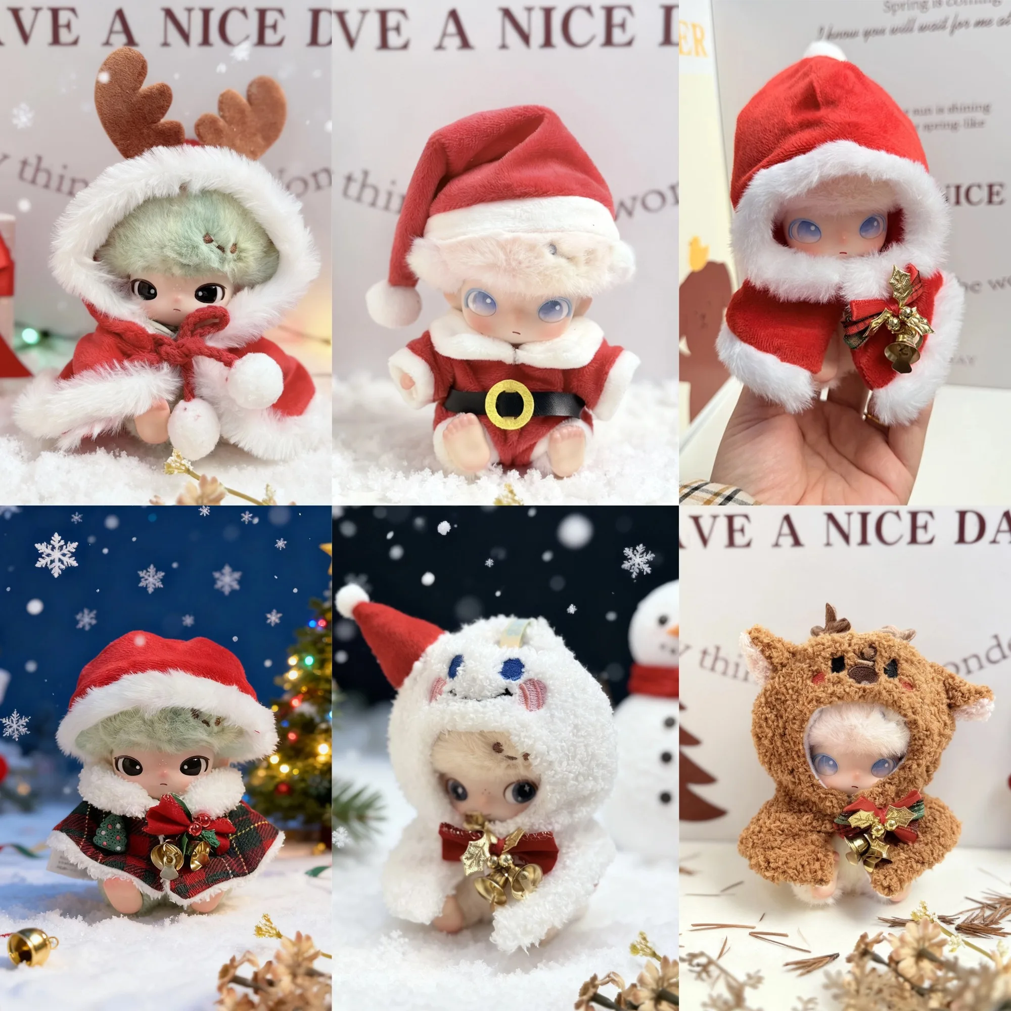 

DIMOO WORLD Dolls Festive Outfit Collection New Year Antler Cape Romper British-style Christmas Shawl & Santa Snowman Shawl