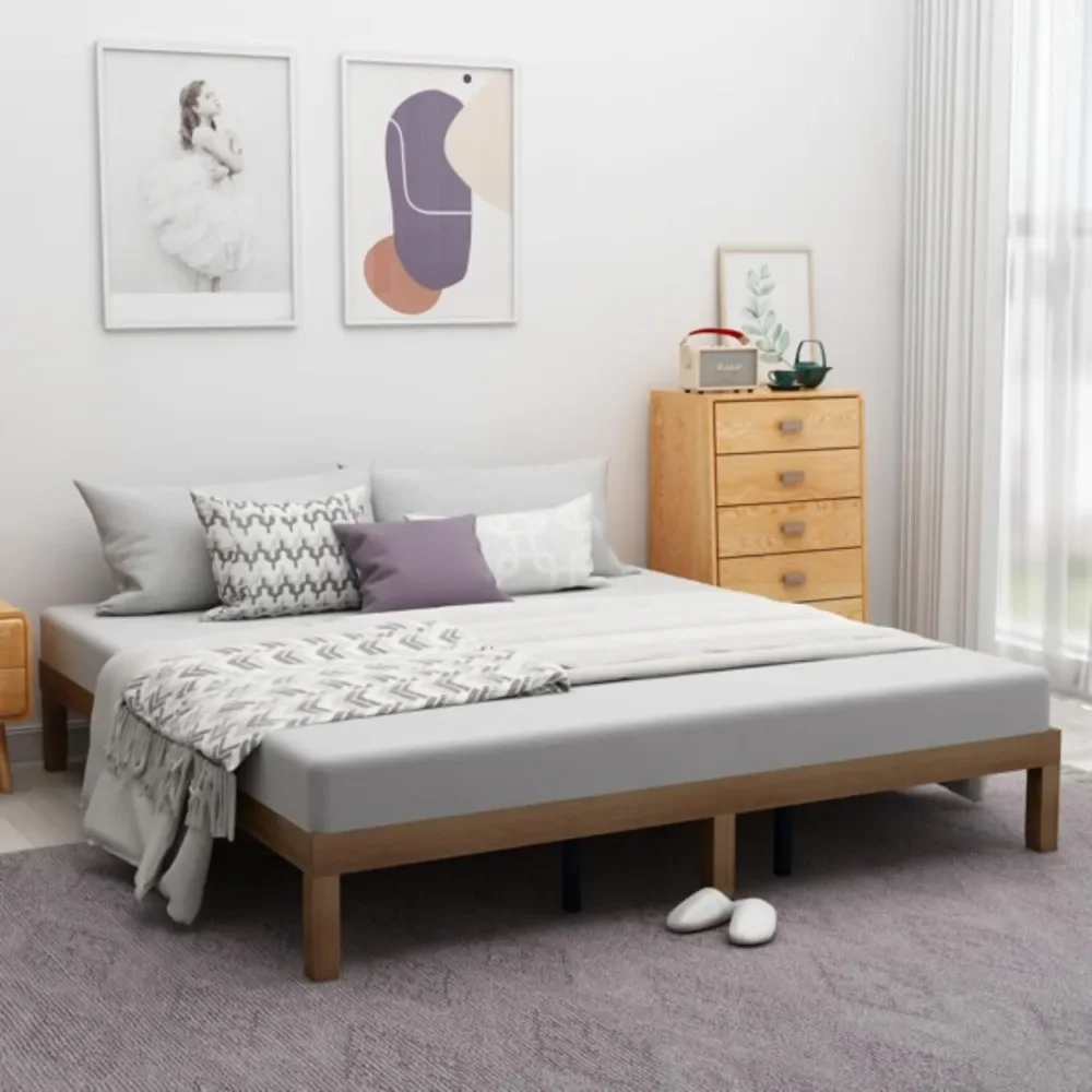 Queen Bed Frame，Platform Bed Suitable for Teenagers and Adults，No Box Spring Frame，Easy To Assemble，Wooden Bed Frame