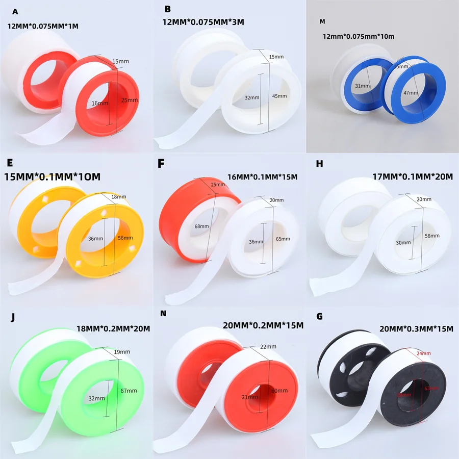 PTFE-Klempnerband, hochdichtes Rohrdichtungsband, wasserdichtes Gas-Sanitär-Gewindeband, weiße Wasserdichtungsdichtung für Dusch