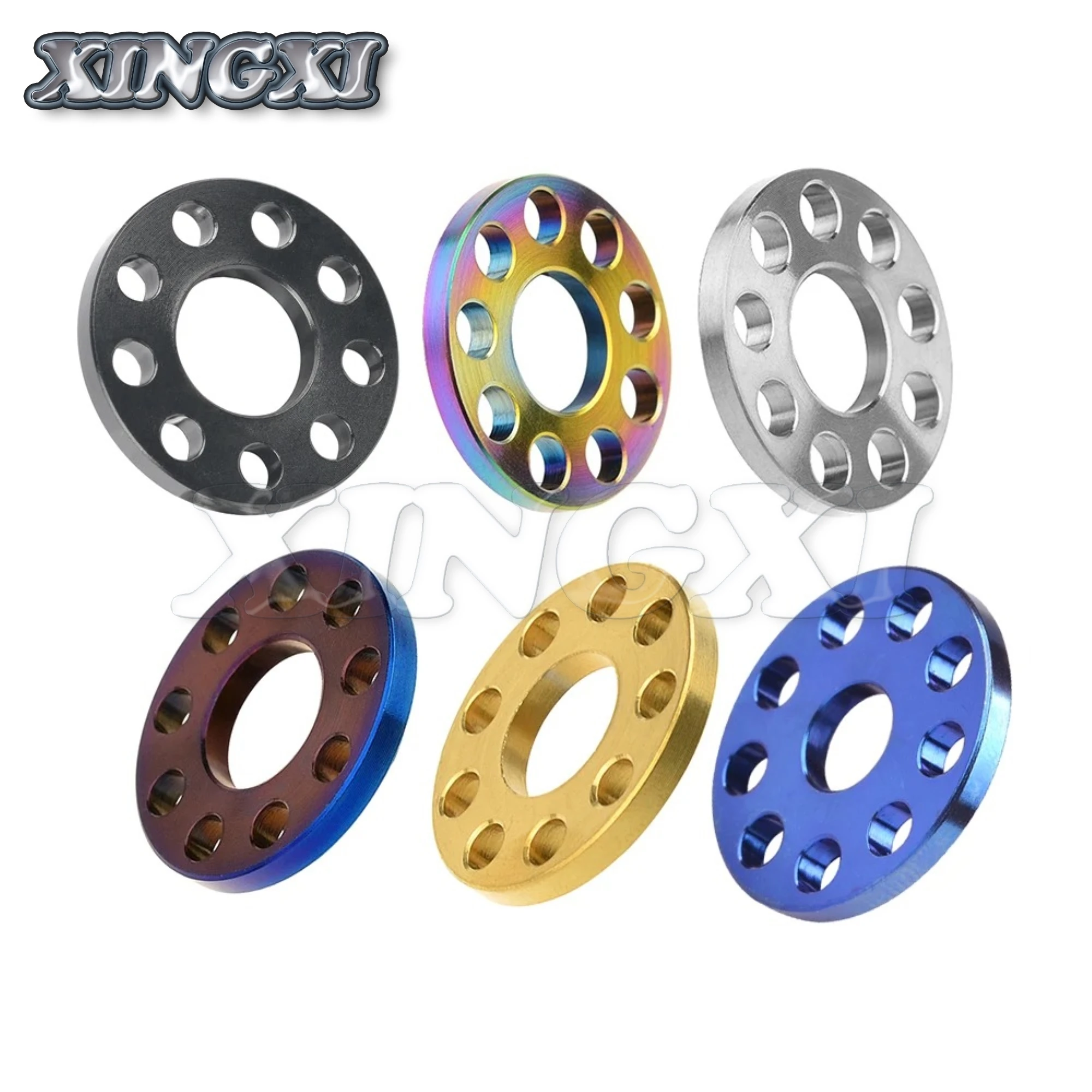 Xingxi 10Pcs Ti M6 M8 M10 Titanium Drilled Bolt Spacer Washer For Motorcycle Modification 9 Holes Washers