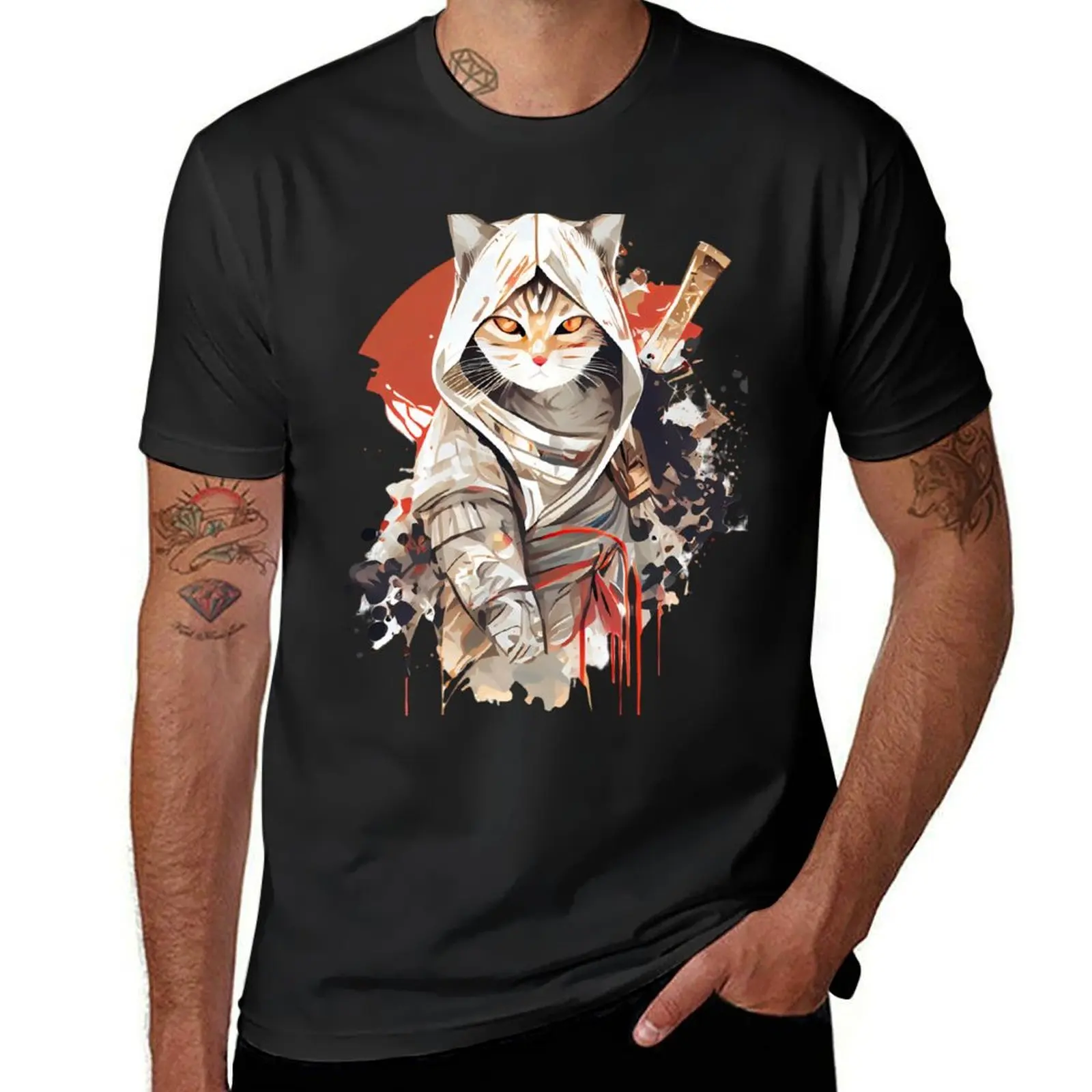 Cat: Assassins Creed T-Shirt summer tops Aesthetic clothing Men\'s cotton t-shirt