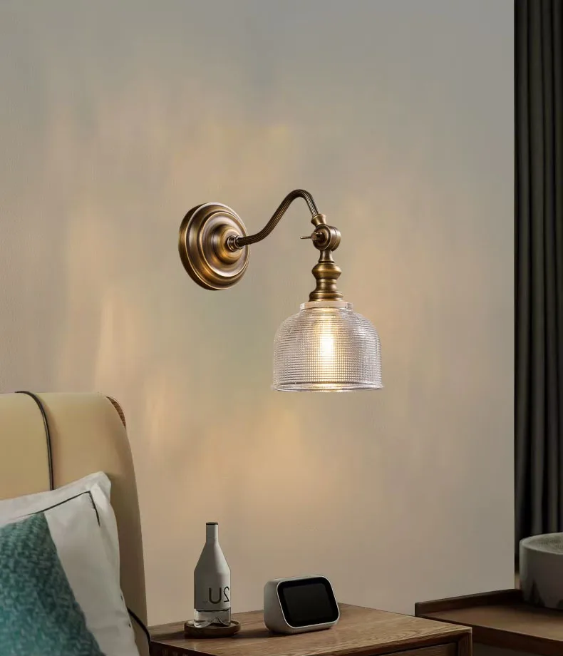 Old Copper Wall Lamp Clear Glass Indoor
