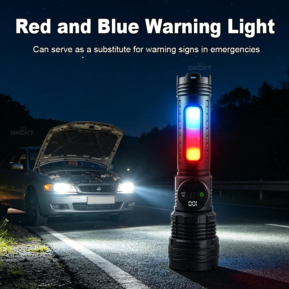 3600mAh White Laser Flashlight Rechargeable LED Flashlight 18650 Battery Power Bank Flashlights High Power Camping Lantern Gifts