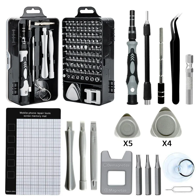 115 Pcs Watch Computer Mobile Phone Disassembly Repair Hardware Tools Screwdriver Set Tool Kit Plum Blossom Screw Repair Tools