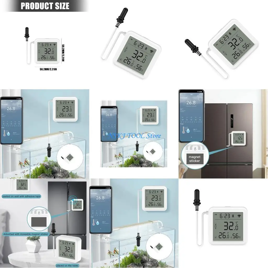 

L8RC External Sensors Temperature Humidity Monitor WiFi Activate ABS Thermometers Hygrometer for Laboratories Warehouses Homes