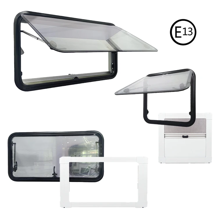 RV Round Angle Window 1300*600mm RV Push Window Double Layer Acrylic Camper Motorhome Window For Caravan