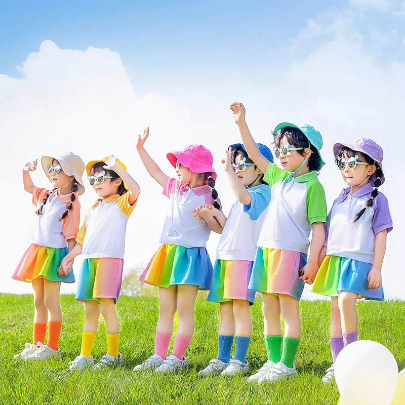 Klasse Service Sommer Kindertag Cheerleader Kostüm Kindergarten Farbe T-shirt Anzug Abschluss Uniform Cos Cosplay