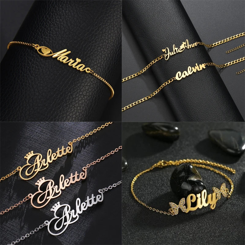 Custom Name Bracelets Trendy Wrist Chains Stainless Steel For Baby Birthday Gift Women Jewelry Box Chain Unique Anti Allergy