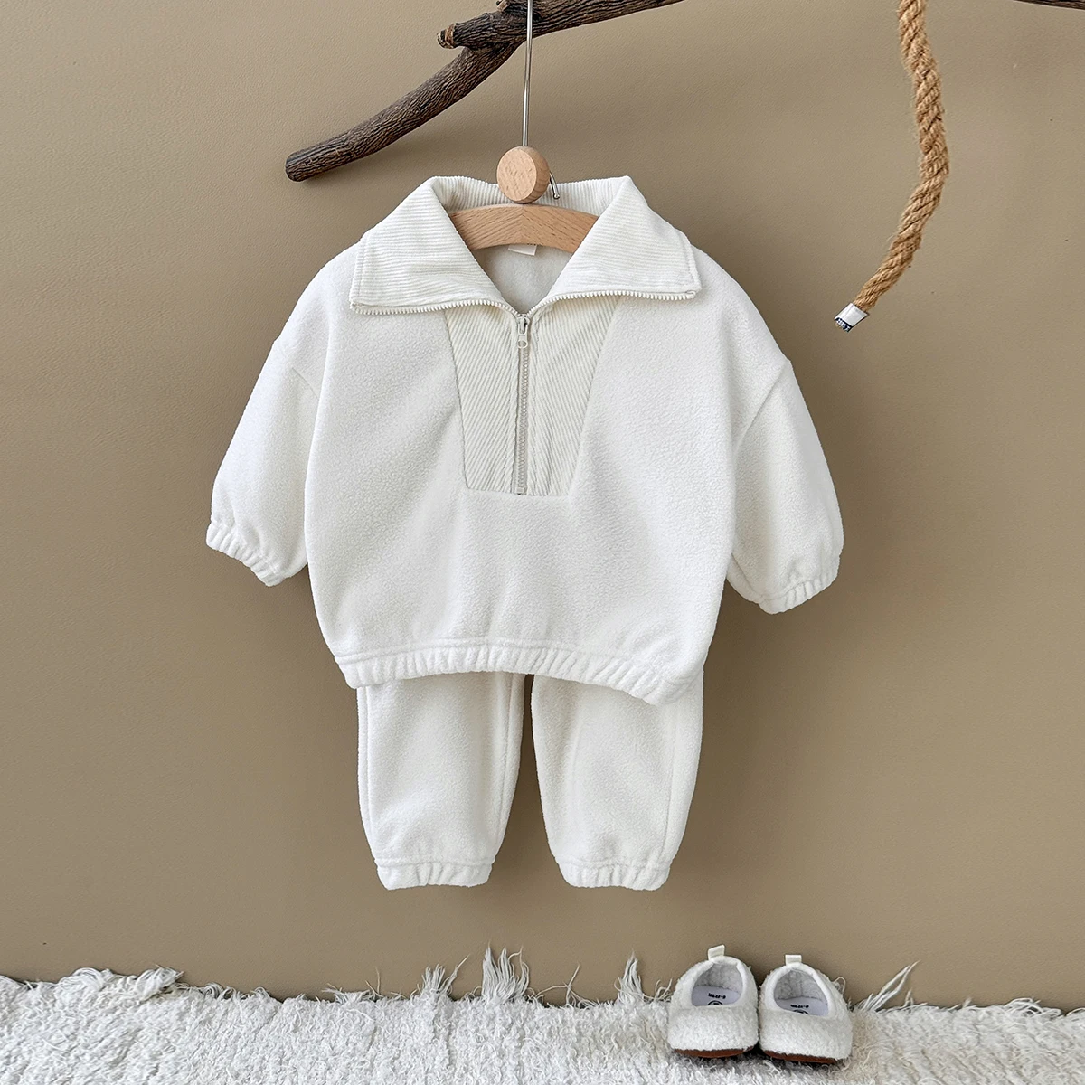 2Pcs Baby Clothing Set Boys Girls Solid Sports Top Pants Suit Winter Toddler Outfit Thick Newborn Clothes Newborn Baby Items
