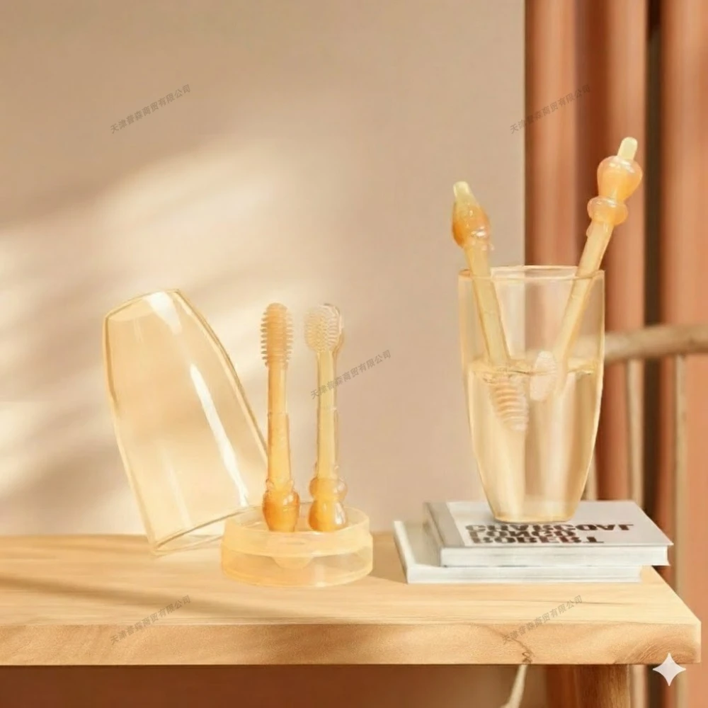 

Силиконовая детская щетка для ухода за полостью рта, очиститель языка, набор зубных щеток для обучения младенцев, нежные инструменты для чистки лиственных зубов для малышей