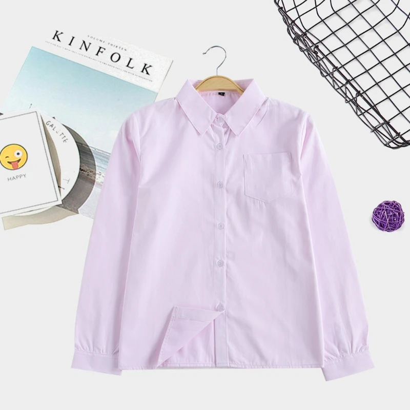 Camicia bianca a maniche lunghe uniforme giapponese JK alla moda e confortevole. Colletto a punta a maniche lunghe uniforme scolastica giapponese