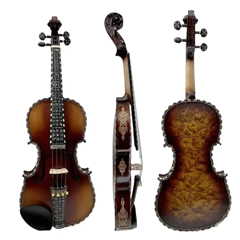 

Strad style SONG master bird's eye maple wood 4/4 violin,carving ribs and neck inlay nice shell,sound clear and melodious