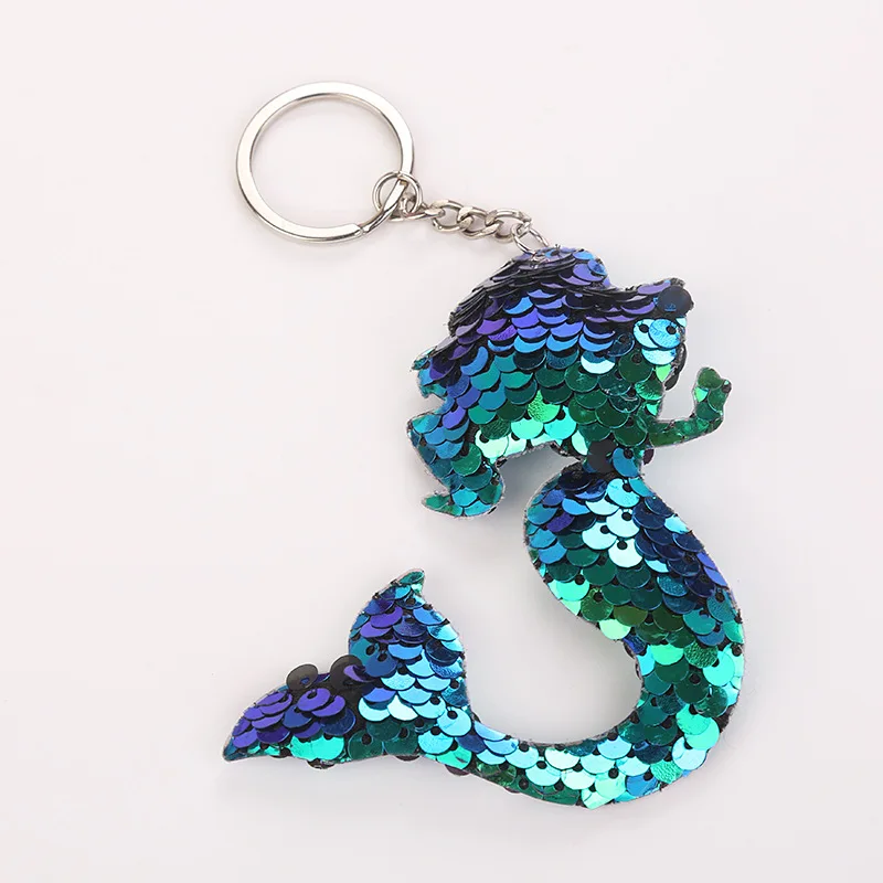 Mới Dễ Thương Nàng Tiên Cá Móc Khóa Lấp Lánh Pompom Kim Sa Lấp Lánh Móc Khóa Quà Tặng Cho Nữ Llaveros Mujer Quyến Rũ Xe Túi Phụ Kiện K2118