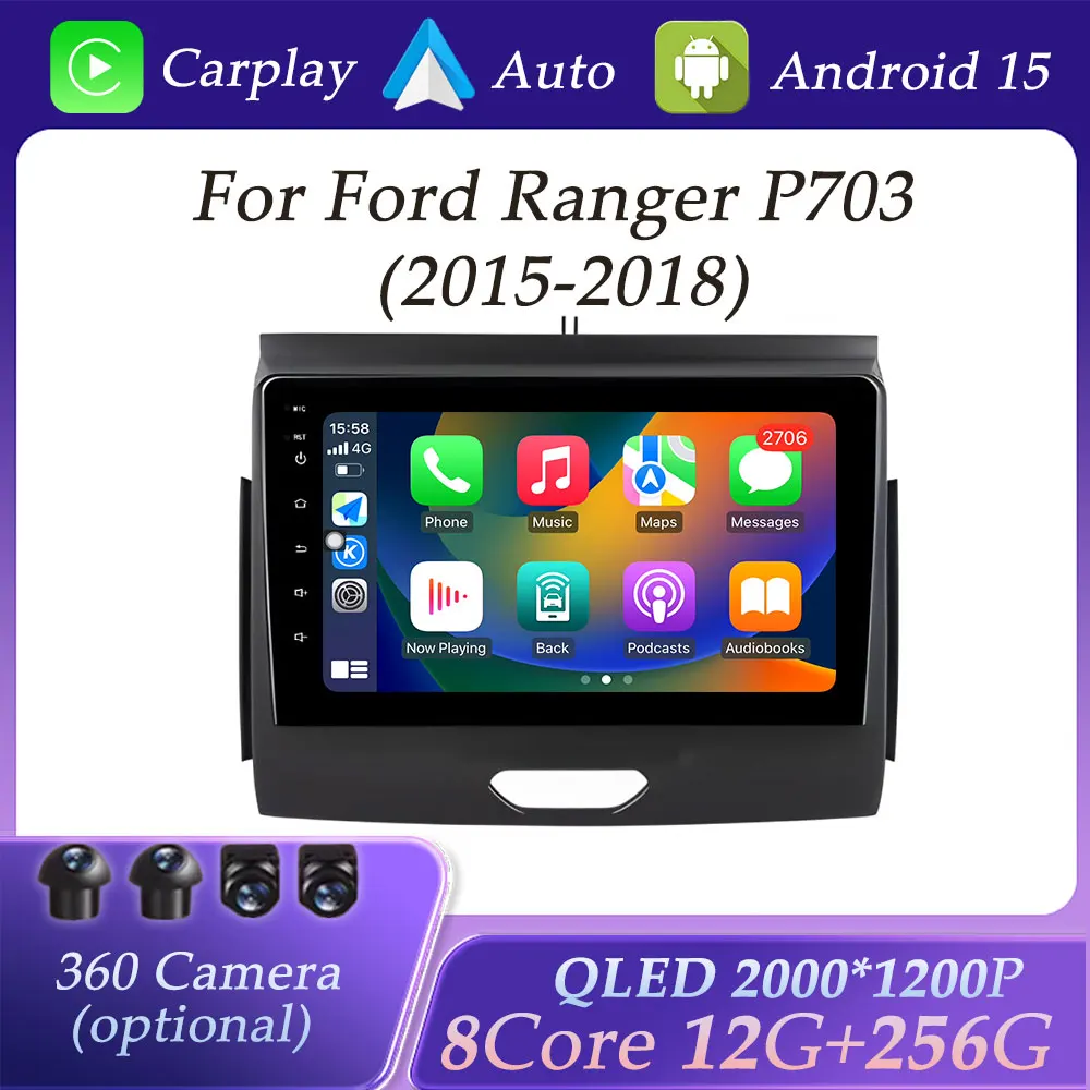 

Android Auto Car Radio Video Multimedia Player for Ford Ranger P703 2015 - 2018 Split Screen GPS Navi DSP Stereo QLED Screen BT