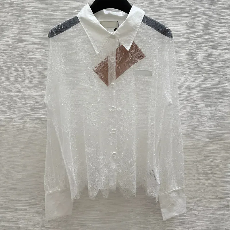 

High-quality women's ultra-thin Blouses with floral and plant lace embroidery technique is novel also unique 25621213