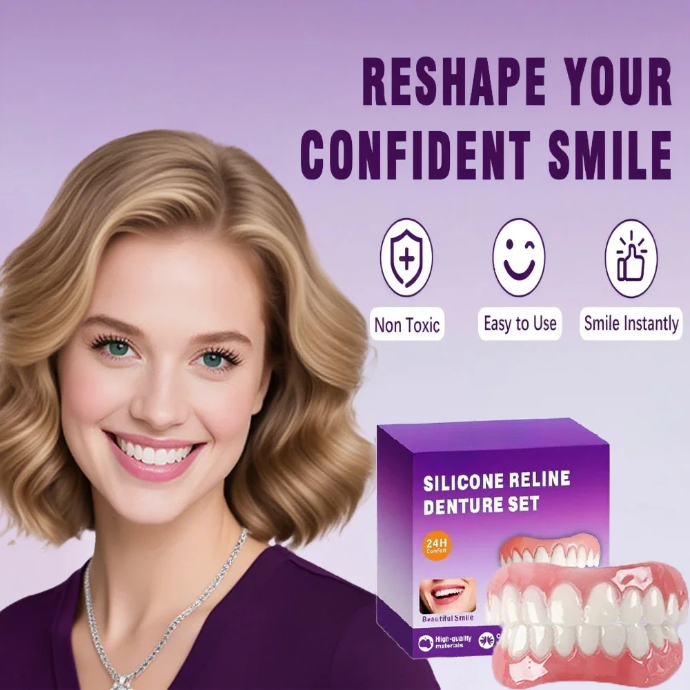 

Силиконовый клей для зубных протезов, реалистичный временный набор для восстановления улыбки, гель для протезов - мягкий набор для верхних и нижних зубов - простое использование.