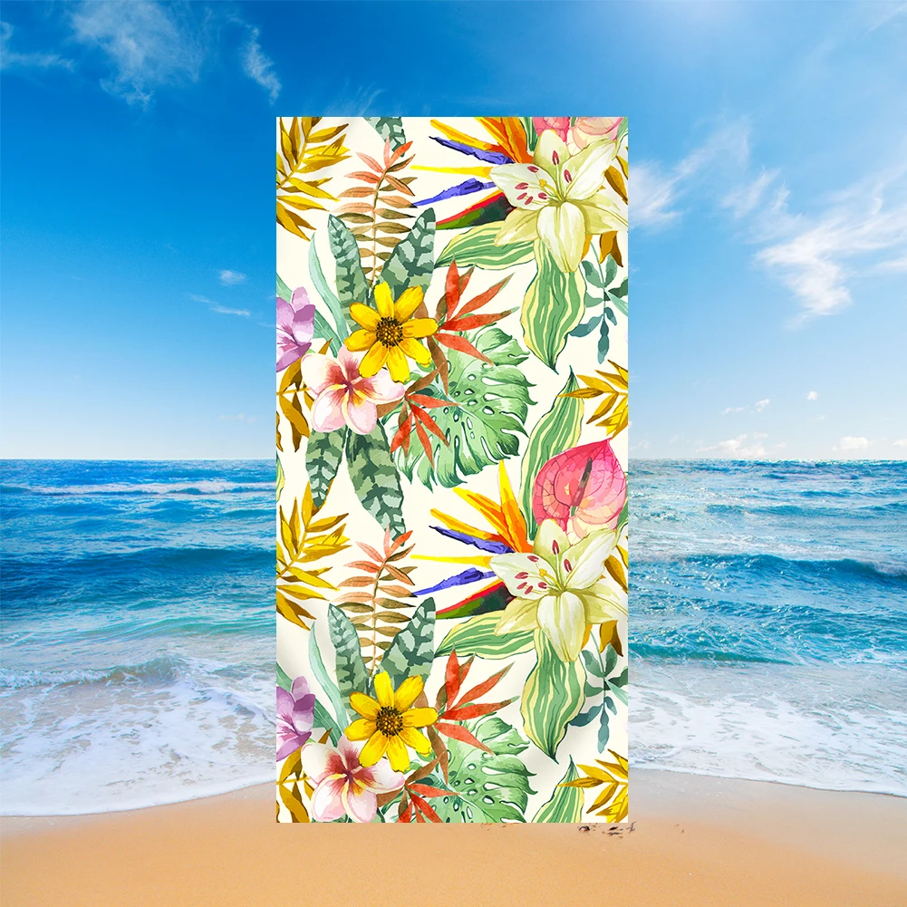 

Large Beach Towel for Sauna Spa,Surf Swim,Tropical Flower Leaves,Palm Flamingo,Holiday Birthday Gift, Drop Shipping,Wholesale