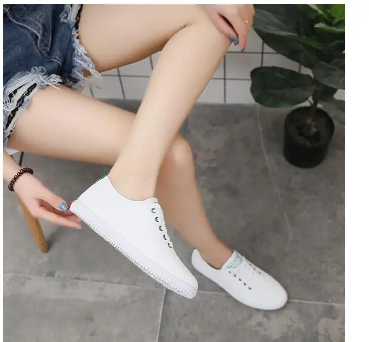 New spring tenis feminino lace-up white shoes woman PU Leather solid color female shoes casual women shoes sneakers