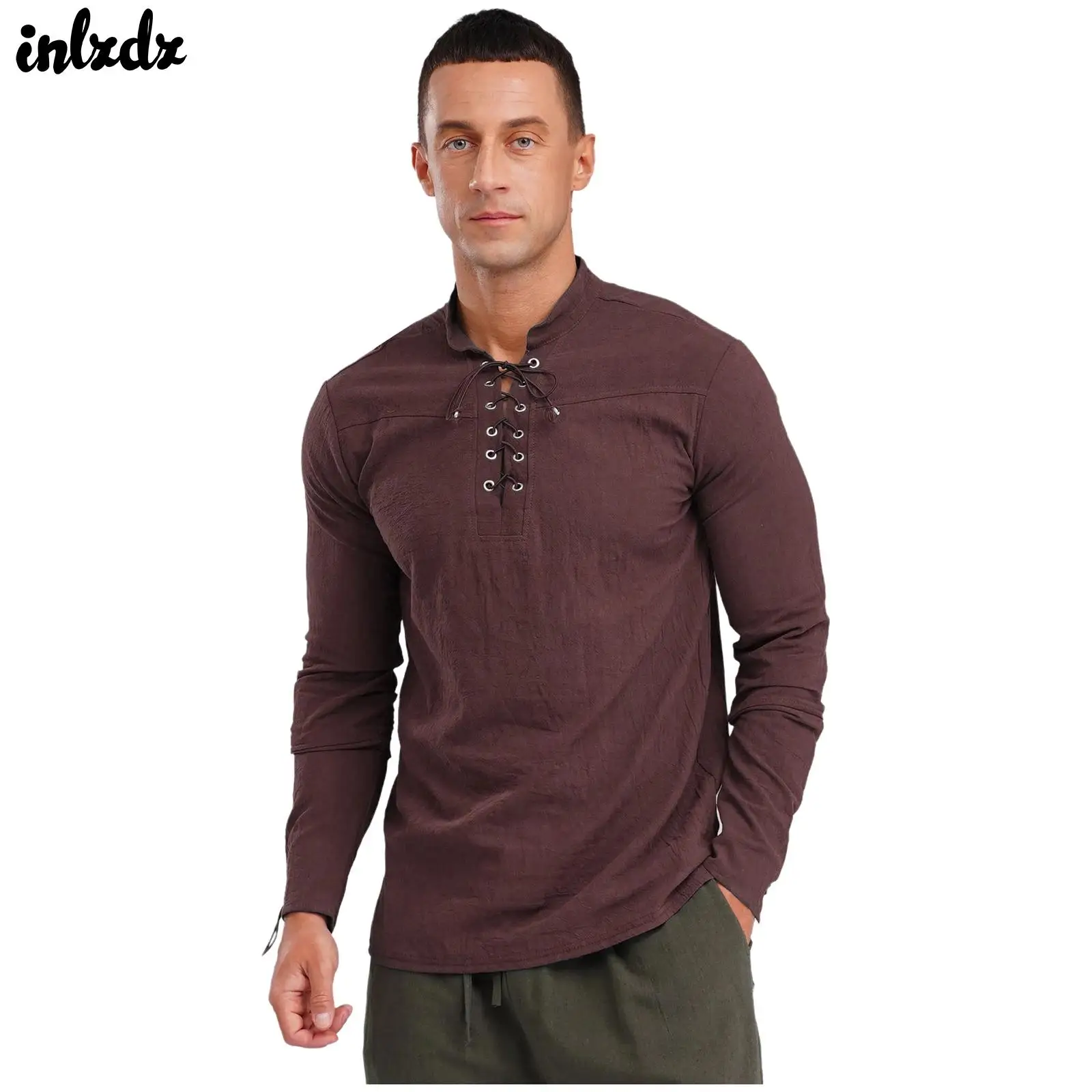 

Men Vintage Gothic Pirate Shirt Tops Medieval Viking Victorian Pirate Tunic Cosplay Costume Halloween Vintage Renaissance Shirts