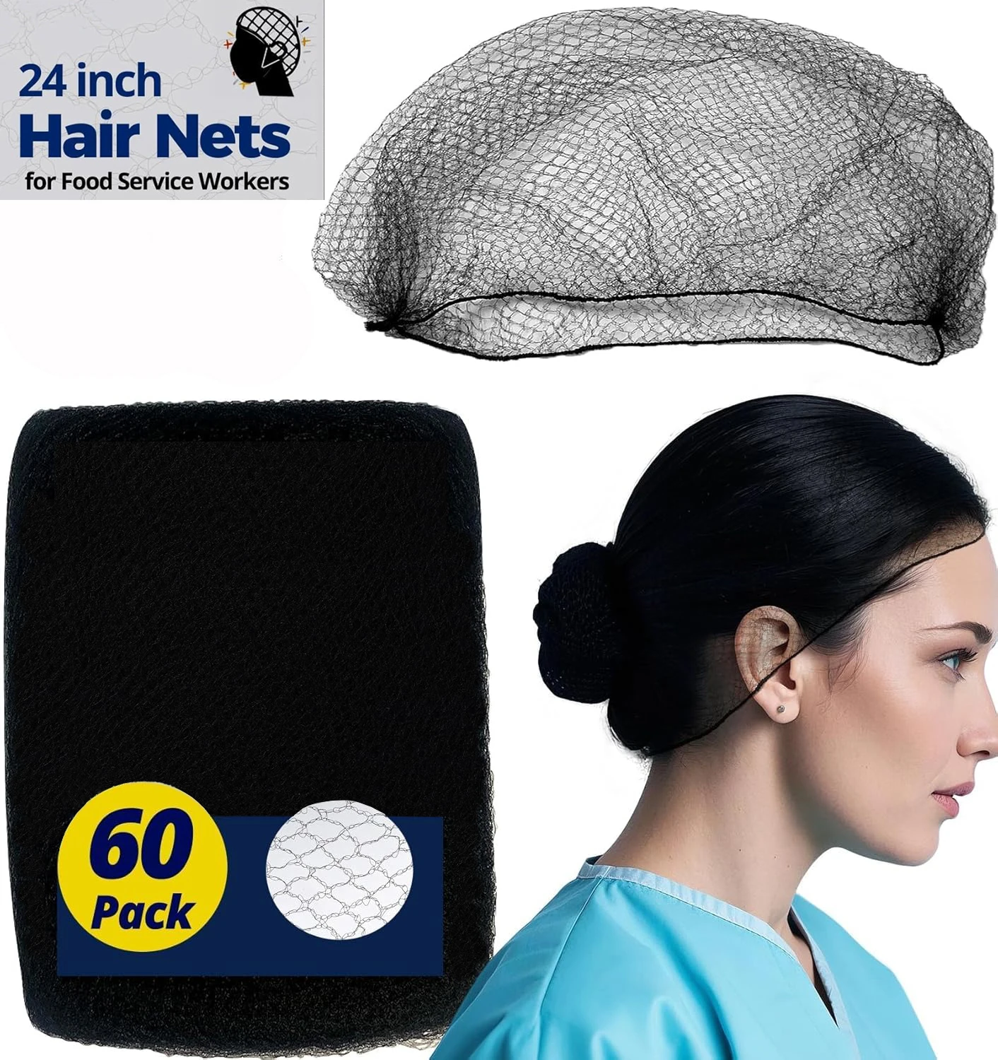 20/60/100Pcs Invisible Mesh Hair Bun Net 24 Inch Elastic Nylon Hairnets for Women Hairstyle Hair Accessories