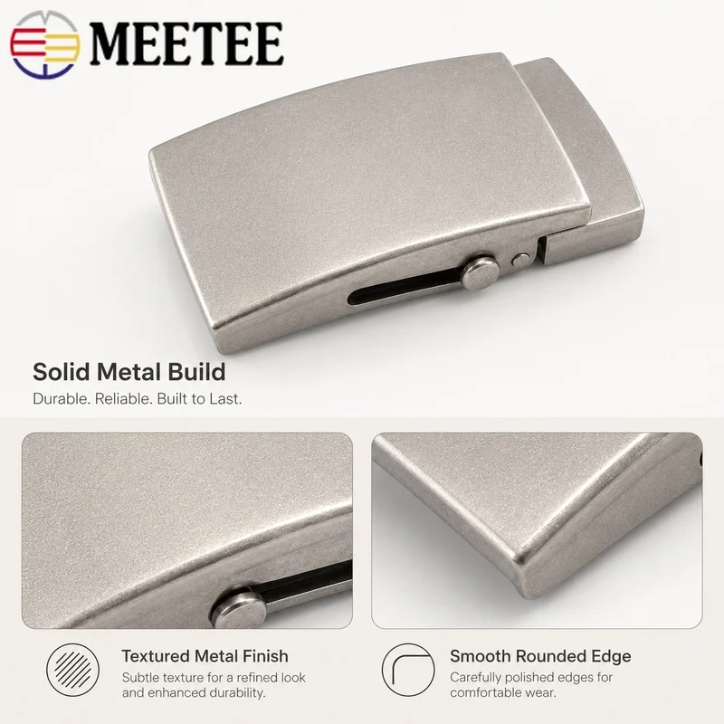Meetee 1Pc 35/38mm Pure Titanium Belt Buckle Nickel-Free Toothless Roller Automatic Head Clasp for Leather Craft Hardware Parts