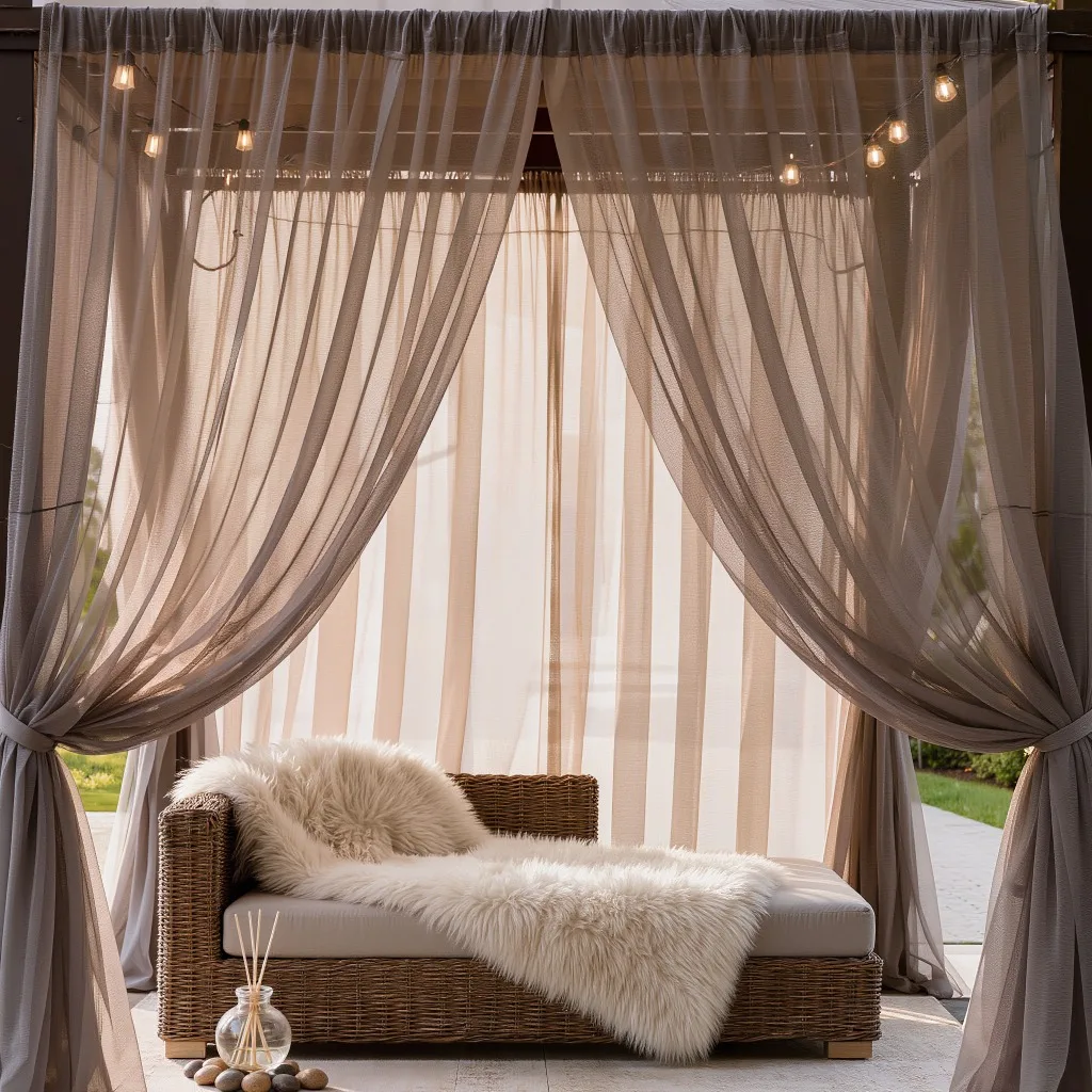 1PC Tea Outdoor Decorative Sheer Curtain, Ideal for Home Decoration and Wedding Setup, Semi-Transparent Sunshade for Patios and