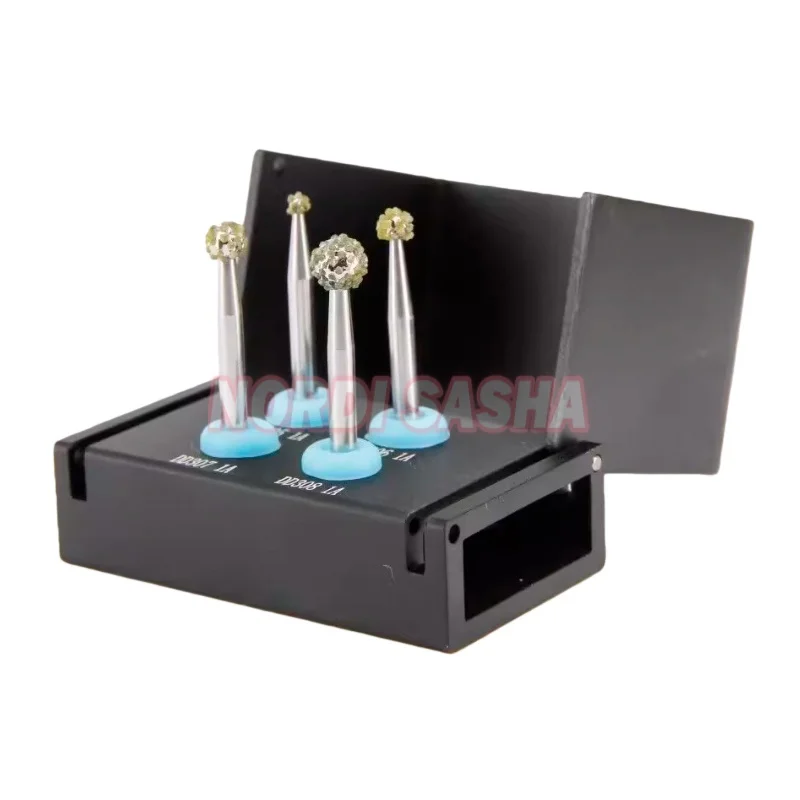 4Pcs/Set Dental Implant Degranulation Bur Kit Cleaning Extraction Socket Ball Burs Diamond Debridement Soft Tissue Removal From