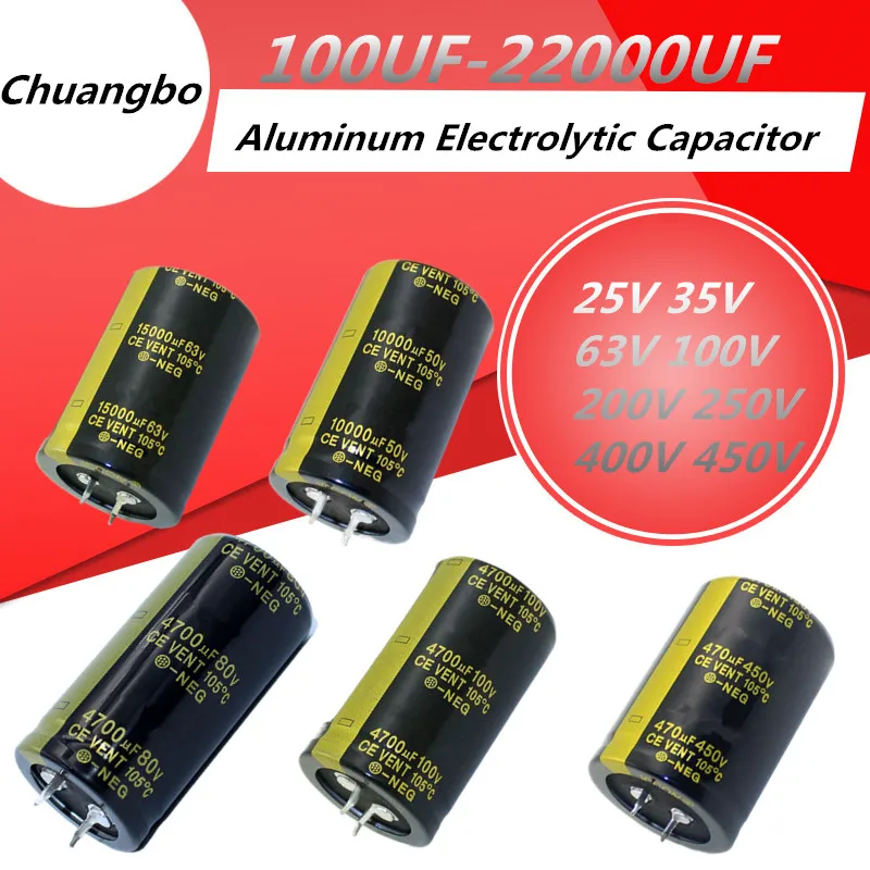 2szt Kondensator elektrolityczny audio 25V 35V 63V 100V 200V 250V 400V 450V 470UF 2200UF 1000UF 22000UF Do wzmacniacza Hifi Low ESR