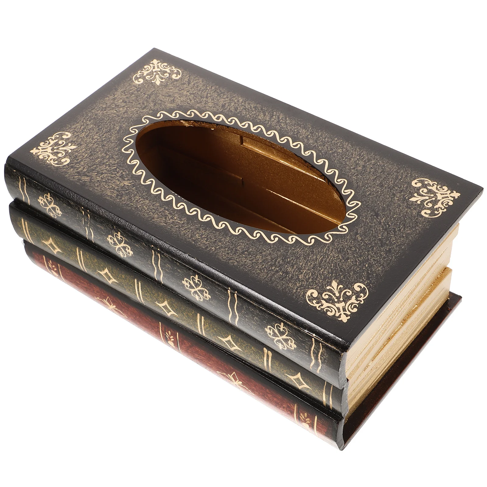 

Book Style Tissue Box Wooden Napkin Holder For Home Bathroom Office Retro Vintage Facial Tissue Dispenser Storage Container