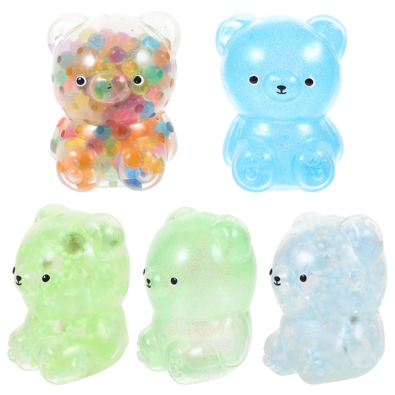 

5Pcs Nenjiele Stress Relief Elastic Bear Cartoon Portable Squeeze Hand Compact Anxiety Decompression Relief Portable Anxiety Toy