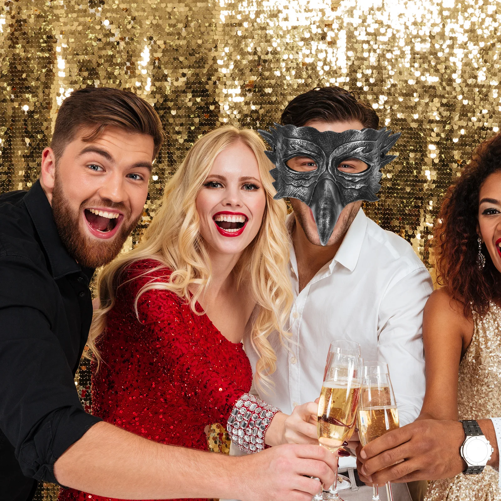 

Wing Mask Half Face Pu Halloween Costume Party Decorative Eye Mask For Cosplay Ball Masquerade Carnival Accessory