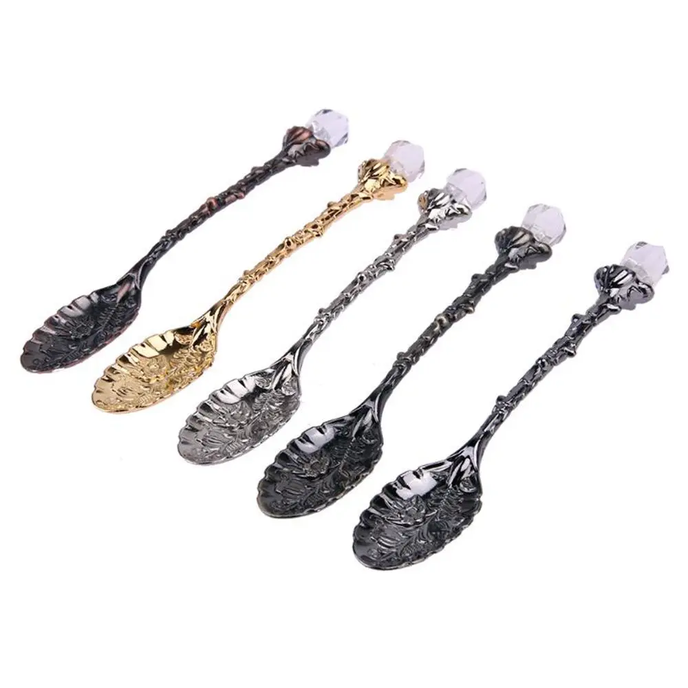 Royal Style Coffee Spoon Flatware Zinc Alloy Tea Ice Cream Accessories Kitchen Scoops Dining Bar