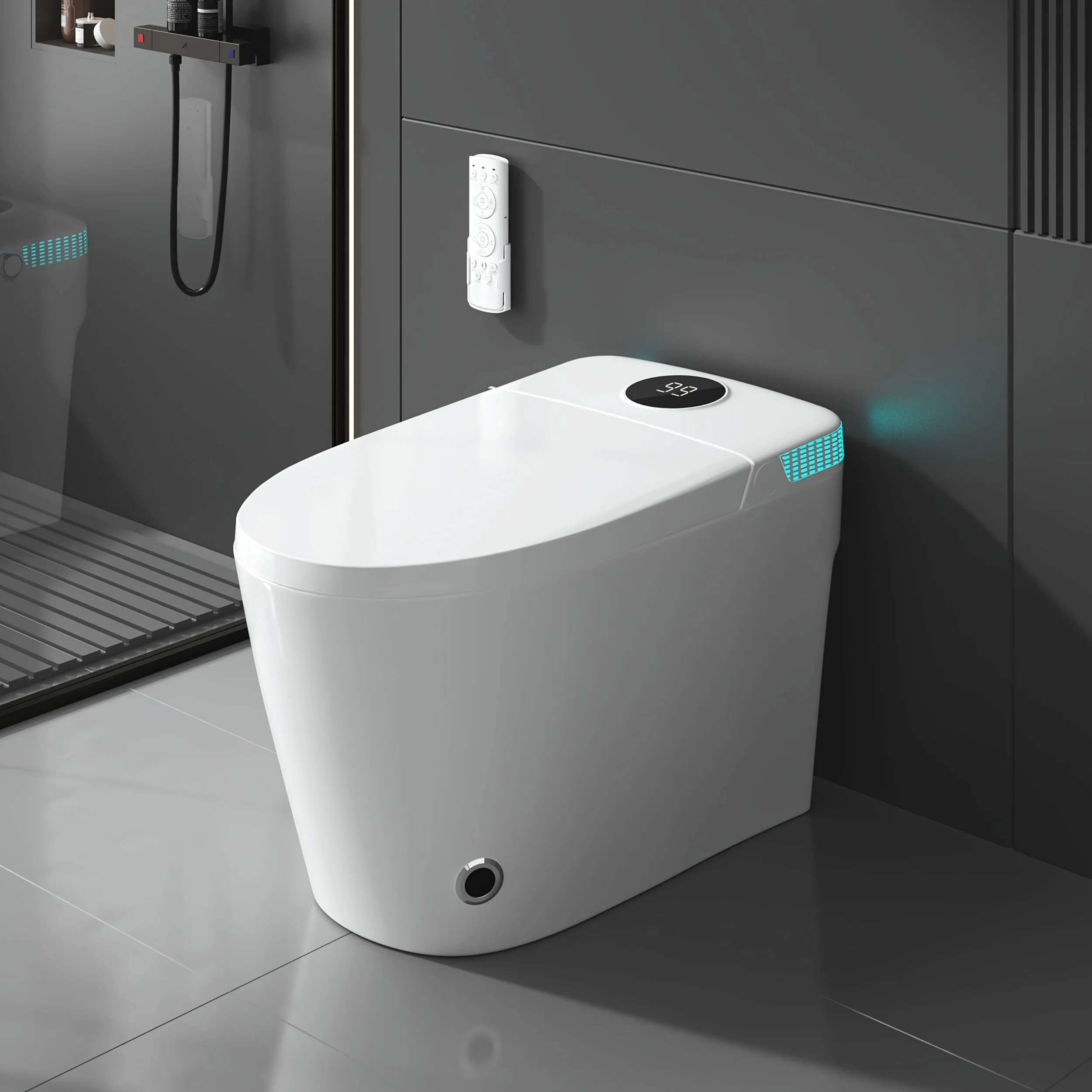 

Bidet Smart Toilet With Heated Seat, Night Light, Multiple Cleaning, With Dual Flush System And Versatile Flushing Modes, Removable Spray Rod, Dryer, Bathroom Slow-close, Silent, Energy-saving Mode, Leakage Protection