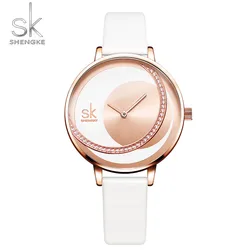 Shengke SK Fashion Top Luxury Brand Women Quartz Wristwatches Creative Design Thin Ladies Wrist Watch For Female Montre Femme