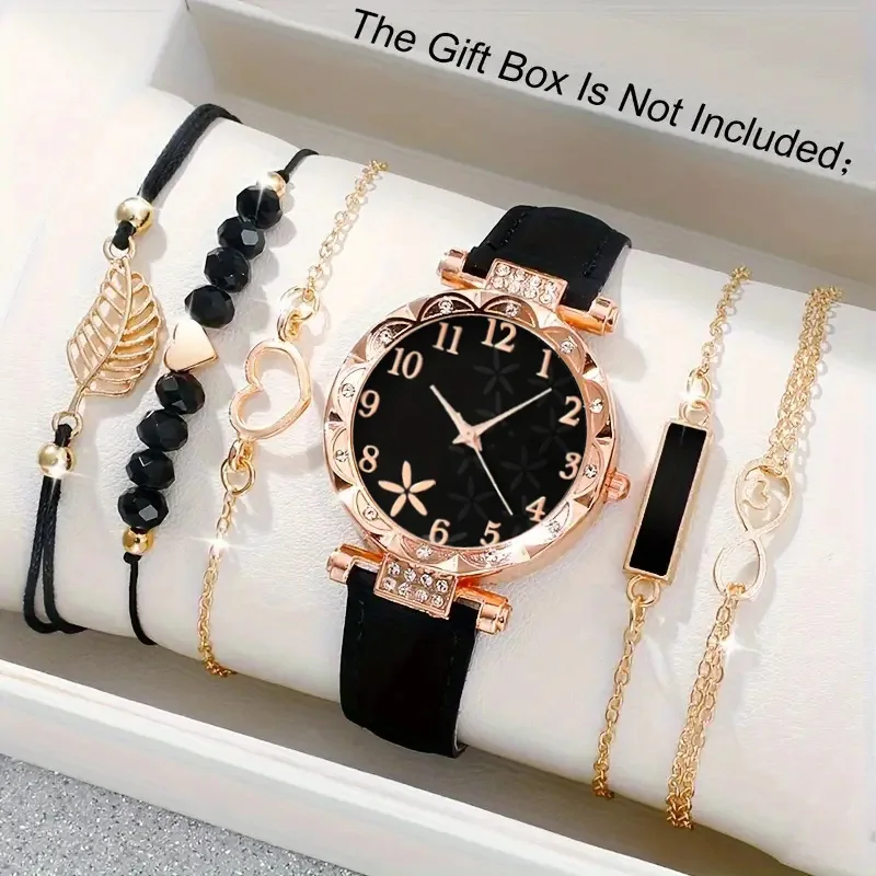 6Pcs Women Wrist Watch Set, Exquisite Atmosphere, Preferred Gift For Ramadan Presents, Easter, Halloween, Birthday Party