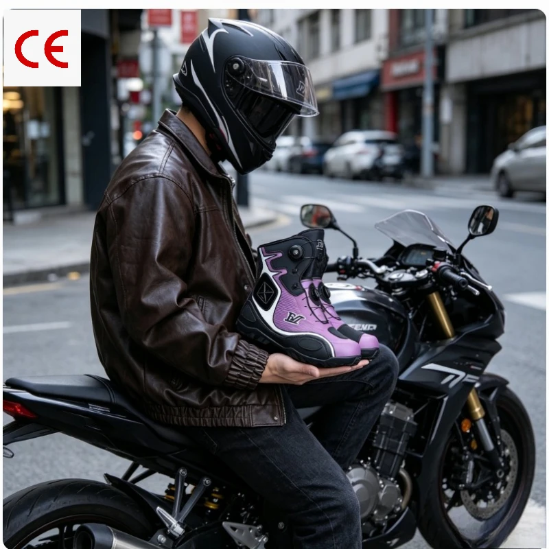 

All Season Men Short Motorcycle Riding Boots Anti Slip Wear Resistant Off Road Racing Touring Protective Motorbike Gear Shoes